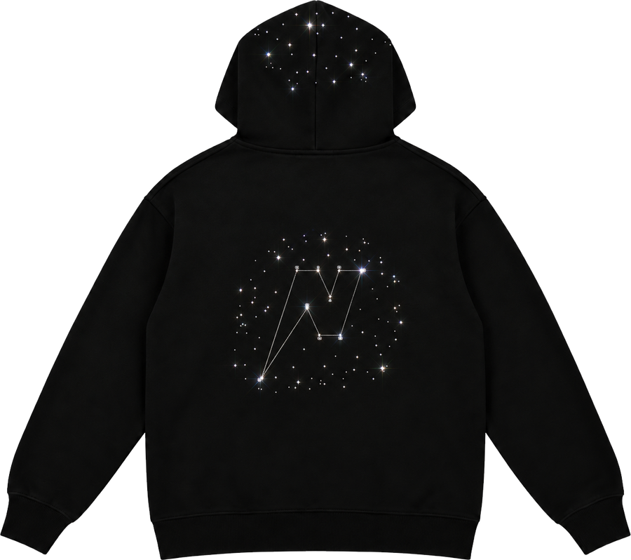 NOMARBLE CONSTELLATION HOODIE - BLACK CHARCOAL (dos)